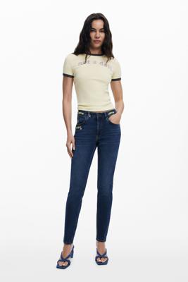 Skinny jeans met bloemen - BLUE - 42