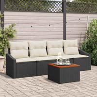 Tuinbankenset met kussen 5 pcs Zwart poly rattan