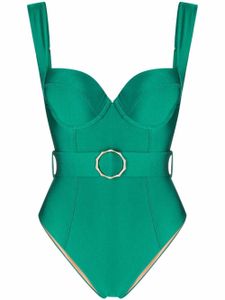 Noire Swimwear maillot de bain ceinturé - Vert