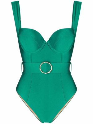 Noire Swimwear maillot de bain ceinturé - Vert