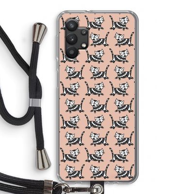 Zwarte poes: Samsung Galaxy A32 5G Transparant Hoesje met koord