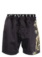 Roberto Cavalli short de bain à imprimé jaguar - Noir