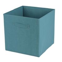 Opbergmand/kastmand Square Box - karton/kunststof - 29 liter - petrol blauw - 31 x 31 x 31 cm   -