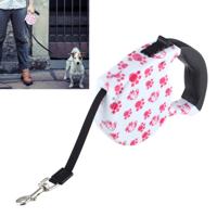 5m roze hond voetafdruk patroon eenvoudige bediening intrekbare leiband (roze)