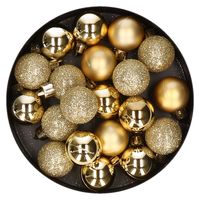 20x stuks kleine kunststof kerstballen goud 3 cm mat/glans/glitter - thumbnail