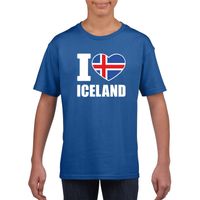 Blauw I love Ijsland fan shirt kinderen - thumbnail