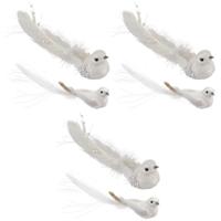 Kersthangers - 6x?- wit -?vogeltje - op clip - 16,5 cm - kunststof - kerstversiering