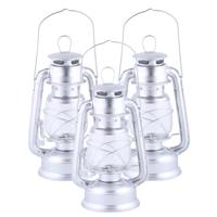 Fancy Flames Lantaarn - voor theelichtjes - 3x - zilverkleurig - 12 x 15 x 24 cm - windlicht