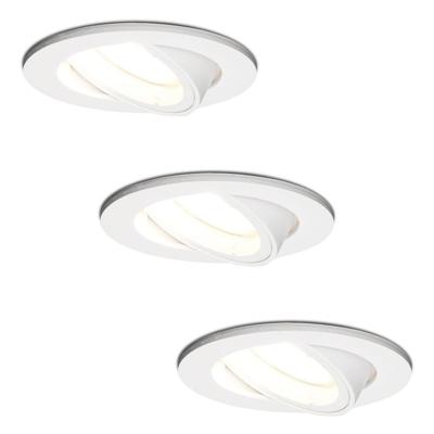 Set van 3 Dublin LED inbouwspot - 5 Watt 400 Lumen - 6000K Daglicht wit - GU10 - Dimbaar - Rond - Kantelbaar - IP20 waterdicht - Wit