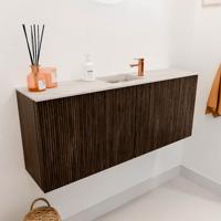 Toiletmeubel Mondiaz Joya Dlux | 100 cm | Meubelkleur Walnut | Faye wastafel Nata Wasbak Midden | 1 kraangat