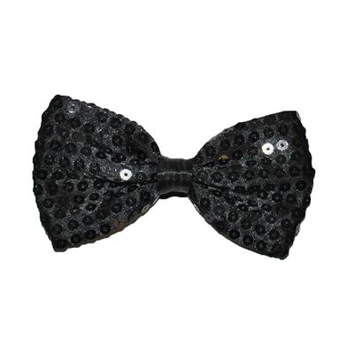 Carnaval verkleed vlinderstrikje met glitter pailletten - zwart - polyester - heren/dames