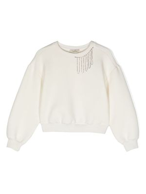 TWINSET Kids sweat à détail de chaîne - Blanc