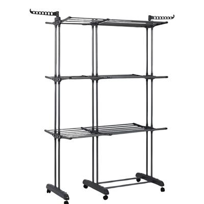 Wasrek/droogrek - grijs - metaal - 129 x 63 x 179 cm - ophangen