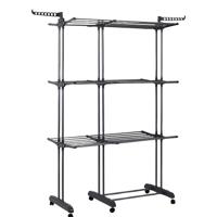 Wasrek/droogrek - grijs - metaal - 129 x 63 x 179 cm - ophangen