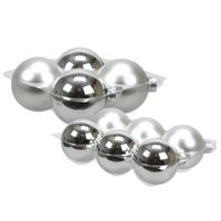 20x stuks glazen kerstballen zilver 8 en 10 cm mat/glans - Kerstbal - thumbnail