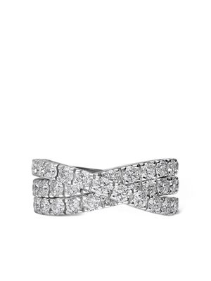 LEO PIZZO bague Waves or blanc 18ct ornée de diamants - Argent