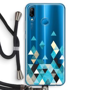 Gekleurde driehoekjes blauw: Huawei P20 Lite Transparant Hoesje met koord