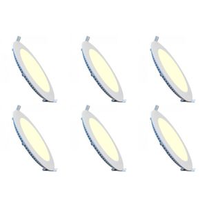 LED Downlight Slim 6 Pack - Inbouw Rond 3W - Warm Wit 2700K - Mat Wit Aluminium - Ø83mm