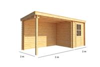 Blokhut met overkapping Els 500 cm bij 200 cm diep Lessenaarsdak - Warentuin collection