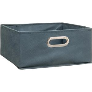 Opbergmand/kastmand 14 liter grijsblauw linnen 31 x 31 x 15 cm   -