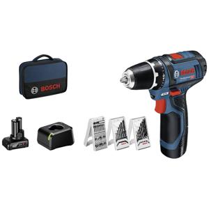 Bosch Professional GSR 12V-15 0615990G6L Accu-schroefboormachine 12 V 2 Ah, 4 Ah Li-ion Incl. 2 accus, Incl. lader, Incl. accessoires, Incl. tas