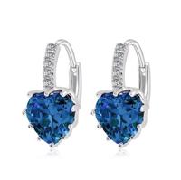 Schattig hart echte 925 Sterling Zilver Zirkonia stenen oorbellen