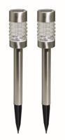 Luxform Set van 2 prikspotsTorino RVS solar - LWE29255 Luxform Set van 2 prikspotsTorino RVS solar - LWE29255