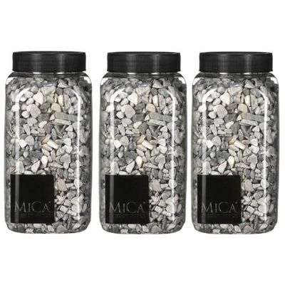 3x Decoratie/hobby steentjes mini licht grijs 650 ml