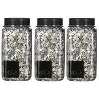 3x Decoratie/hobby steentjes mini licht grijs 650 ml