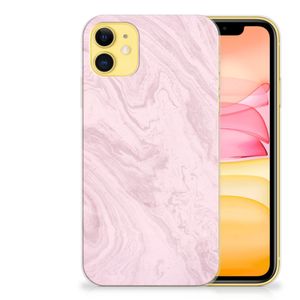 Apple iPhone 11 TPU Siliconen Hoesje Marble Pink - Origineel Cadeau Vriendin