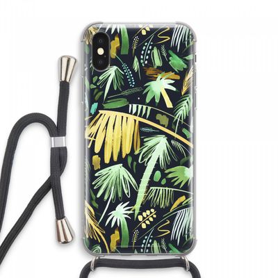Tropical Palms Dark: iPhone XS Max Transparant Hoesje met koord