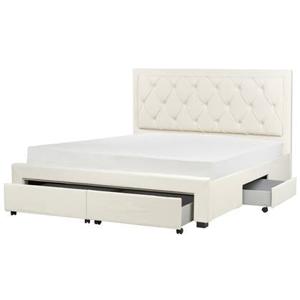 Beliani-LIEVIN-Bed met opbergruimte-Crème-180 x 200 cm-Fluweel