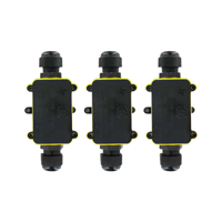 Set 3x Lasdoos 2-voudig IP68 waterdicht kabelverbinder zwart 9-12mm kabel