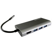 LC Power LC-HUB-C-MULTI-5 USB-C (USB 3.2 Gen 2) multiport hub Antraciet, Zwart