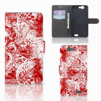 Telefoonhoesje met Naam Huawei Ascend G7 Angel Skull Rood - thumbnail