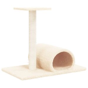 vidaXL Kattenmeubel met tunnel 60x34,5x50 cm crèmekleurig