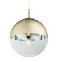 Hanglamp glas rond 'Varus' glimmend goud e27 fitting doorzichtig glas 300mm - thumbnail