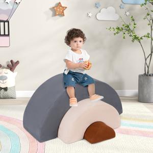 3 Schuimblokken voor Baby's Klimspeelgoed voor Peuters Zacht Indoor Speeltoestel met Elastische Vulling Boog en Kruiptunnel