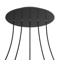 Grote plafondkap zwart met 5 lampen rond 40cm