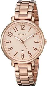 Fossil Jacqueline Dameshorloge met Rosekleurige wijzerplaat en Rosekleurige gouden roestvrijstalen armband