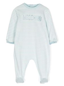 Moschino Kids pyjama rayé à logo brodé - Blanc