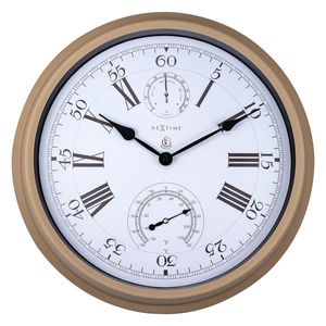 NeXtime NE-4305BR Buitenweerstationklok 40,5 cm Metaal Bruine Hyacint