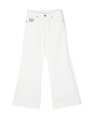 Nº21 Kids pantalon en jean à patch logo - Blanc