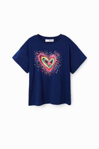 T-shirt met hart van pailletten - BLUE - 7/8
