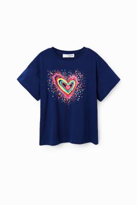 T-shirt met hart van pailletten - BLUE - 3/4
