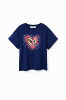 T-shirt met hart van pailletten - BLUE - 7/8