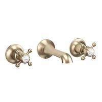 Crosswater Belgravia Wastafelkraan - inbouw - 3 gats - kruisgreep - 14.1cm uitloop - geborsteld messing BL131WNF Crosswater Belgravia Wastafelkraan - inbouw - 3 gats - kruisgreep - 14.1cm uitloop - geborsteld messing BL131WNF