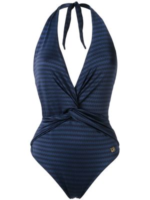 Brigitte maillot de bain à col v - Bleu