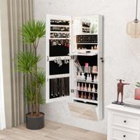 120 cm LED-Sieradenkast Wandgemonteerde Sieradenkast-Organizer met Frameloze Spiegel over de Volledige Lengte Wit 120 cm LED-Sieradenkast Wandgemonteerde Sieradenkast-Organizer met Frameloze Spiegel over de Volledige Lengte Wit