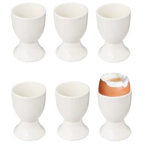 Bellatio Design Eierdopjes Blanche - set van 6x - keramiek - wit - 5 x 7 cm   -